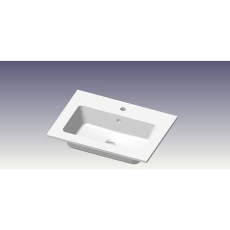 Go by Van Marcke lavabo pour meuble 60x46x1.4cm 1 vasque intégrée 1 trou de robinet marbre de synthèse blanc brillant