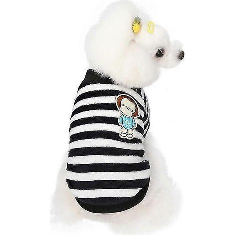 Weiche, warme Fleece-Haustierkleidung, niedlicher Streifenmantel, kleines bis mittelgroßes Hunde- und Katzenhemd, Jacke, Teddy-Teddy-Winteroutfit für Französische Bulldoggen und Chihuahuas, Größe 8 (1/4)