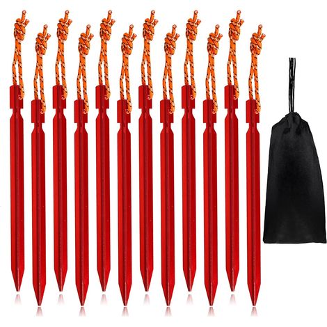 Lot de 12 Piquets Tente,Sardines Tente Camping 18 cm avec Pochette de Rangement (1/5)