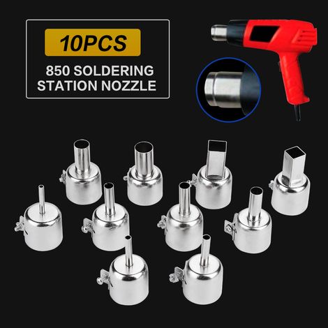 Lot de 10 buses pour pistolet thermique compatible avec les stations de soudage à air chaud 850, buses rondes et carrées (1/5)