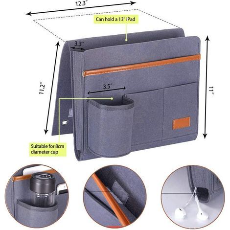 Plus Épais Feutre Betttasche, Hängeaufbewahrung Caddy De Stockage Organiseur Sac De Rangement ,Gris (1/5)