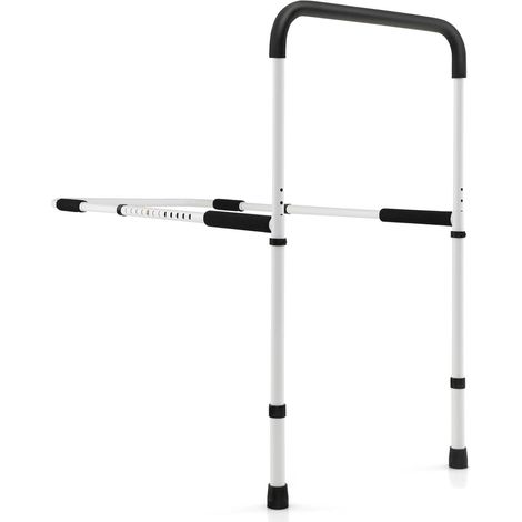 GOPLUS Barrière de Lit pour Adultes, Barre de Sécurité avec Double Main Courante Sangle de Fixation, Barrière Anti-Chute pour Personnes Âgées, Handicapées, Enceintes (88-115,5 x 51 x 78-98,5 cm) (1/5)