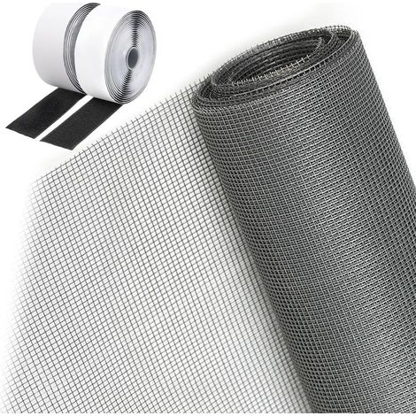 Moustiquaire adhésive sans perçage pour fenêtre et porte, filet anti-moustiques en fibre de verre (1,5 x 3 m), découpable, résistant aux chats (1/5)