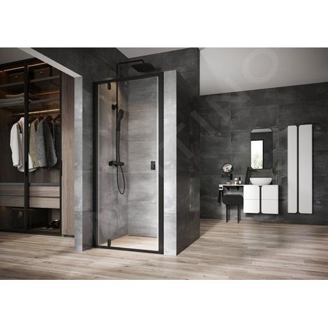 Ravak Nexty - Porte de douche pivotante 900 mm, noir/verre clair 03O70300Z1 (1/5)