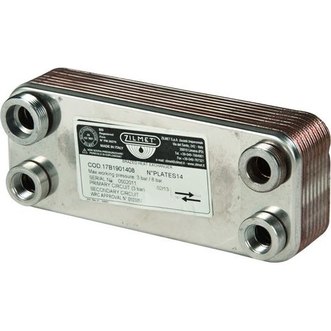 SCAMBIATORE SALDOBRASATO PER CALDAIA MURALE PIASTRE 14 ZILMET SPA