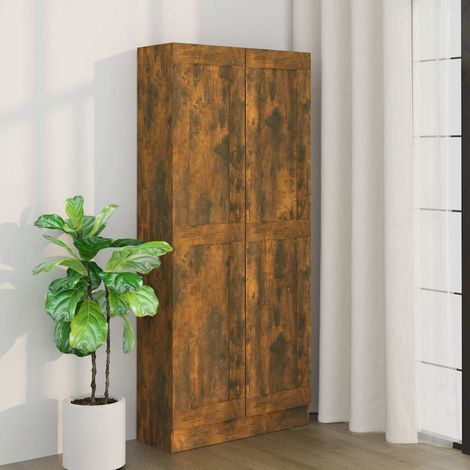 815114 vidaXL Book Cabinet Smoked Oak 82,5x30,5x185,5 cm Engineered Wood (1/5)