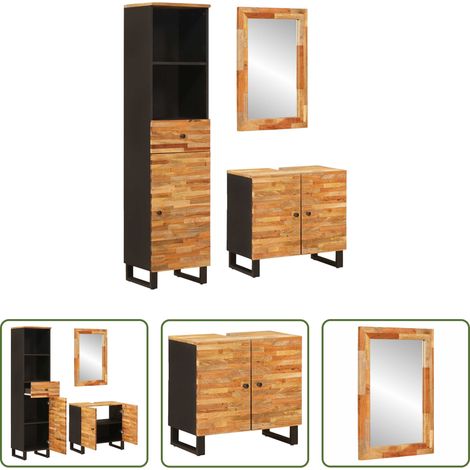 vidaXL Cabinet de salle de bain -  Ensembles de salle de bain Naturel Bois de mangue massif (1/5)