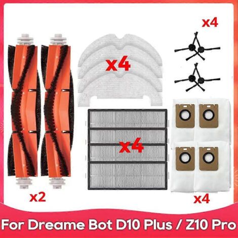 Accessoires pour aspirateurs robots Dreame Bot L10 Plus et Z10 Pro : brosse latérale rotative, filtre, sac à poussière. (1/5)