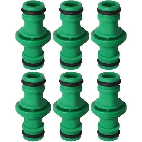 Paquet de 6 connecteurs de tuyau Double, connecteur de tuyau Double mâle, connecteur de tuyau en plastique pour tuyaux d'arrosage (vert)