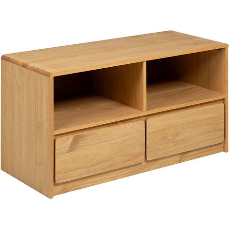 Meuble TV Banc TV Armoire TV SAUDA chêne 99x43x55 cm bois de pin massif (1/5)