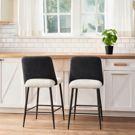 Tabouret de bar negro en lino PU 54,5 x 45 x 94 cm (1/5)