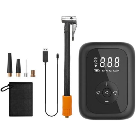 Compresseur à air portatif Gonfleur pneus voiture Pompe a velo Mini Gonfleur Electrique 150PSI avec Affichage Numérique et Lumière LED et 4 Modes pour Voiture/Moto/Vélo/Anneau de natation 4000 MAH (1/5)