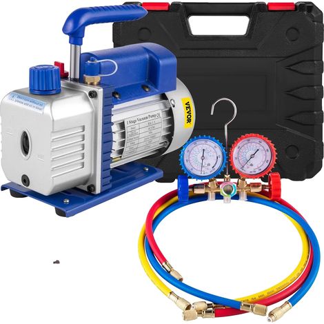 Bomba de vacío, 1/3 HP, mango ergonómico, 4 CFM, manómetro de presión de 1-3 HP (1/2)