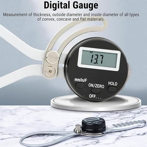 Digital Thickness Gauges, 0 to 200 mm/8 Inch Precision Thickness Meter with LCD Display, Mm/Inch/F Conversion, Alloy Jaws for Metal, (1/4)