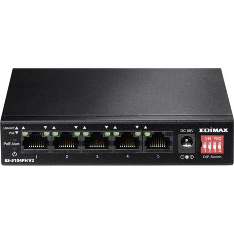 Edimax ES-5104PH V2 Switch Ethernet 5 porte Fast 10/100 Mbps 4 PoE+ 60W Nero (1/5)