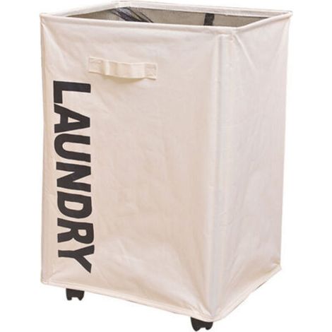 Foldable storage basket dirty clothes basket Oxford cloth drawstring pocket with roller rack dirty clothes basket (1/5)