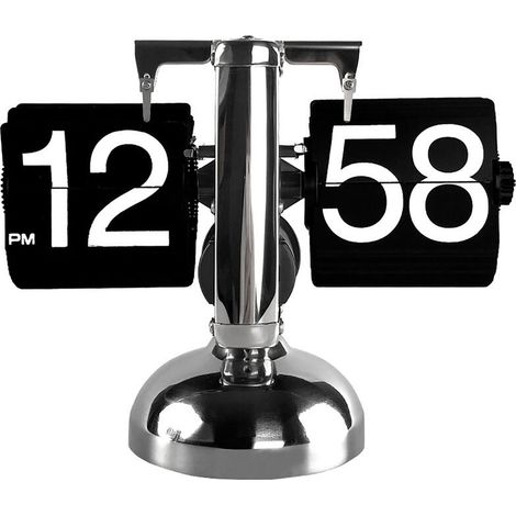 Jeffergarden Horloge numérique à bascule rétro minimaliste simple pied mécanique horloge à bascule automatique horloge de bureau pour la maison salon noir (1/5)