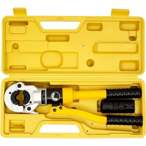 Outil de sertissage hydraulique, capacité de 8 tonnes, compatibilité avec plusieurs matrices, Jaune (1/2)