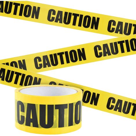 Ruban D'avertissement, 25M CAUTION Bandes de Sécurité Adhésive Ruban de Signalisation Jaune pour Utiliser Lieu de Travail et Zone Dangereuse (Noir/Jaune) (1/5)