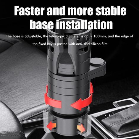 Porte-gobelet voiture multifonction 360° rotatif adaptable, support réglable pour bouteille, canette et gobelet, stabilisateur universel d'habitacle auto (1/4)