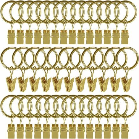 Set mit 30 rostfreien Edelstahl-Gardinenringen – Metallhaken – Innendurchmesser 3,2 cm – Länge 6,6 cm (1/5)