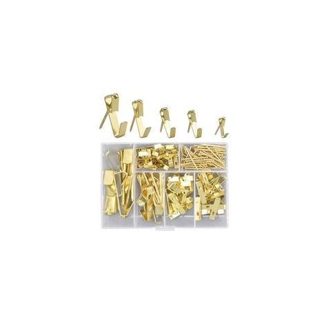 accroche tableau, 130 Pcs Crochets photo robustes avec clous Kit de suspension d'image sur matériel de suspension en bois/cloison sèche pour toile, photos de bureau, horloge, miroir