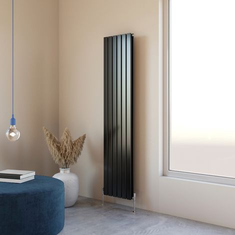 Acezanble 1800x408mm Double Black Vertical Flat Panel Central Heating Designer Radiator