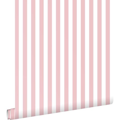 papier peint à rayures rose et blanc - ESTAhome (1/5)