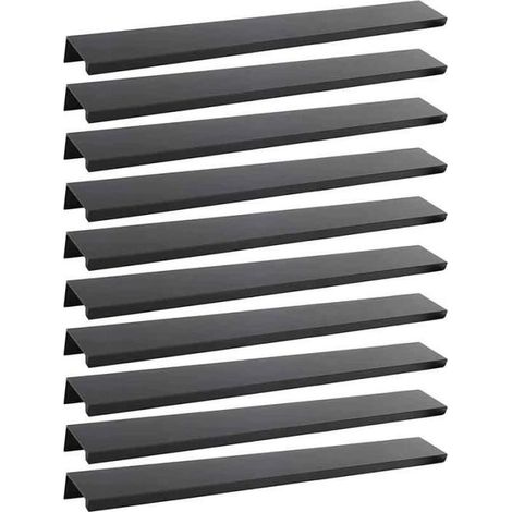 Poignée de meuble - Invisible - Noir - Lot de 10 - Alliage d\'Aluminium - Entraxe 224mm (1/4)