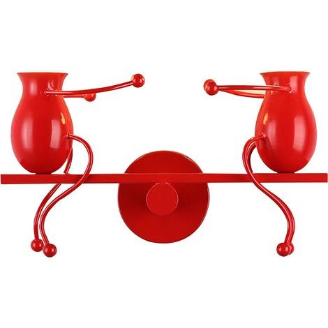 Applique Murale en Métal Luminaire Intérieur E27 Lampe Murale Industrielle Humanoïde Rouge (1/5)