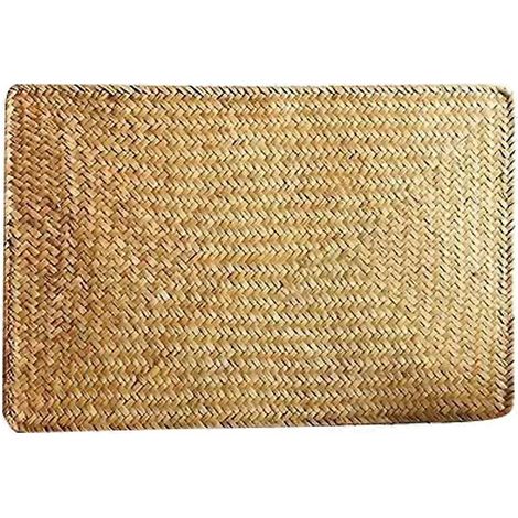 Set de table rectangulaire tissé pour salle à manger, lot de 2 sets de table kaki à motifs de quenouilles (1/5)