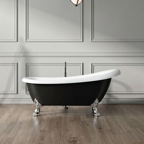Bañera con patas RICHMOND NEGRA  171 cm patas LEÓN CROMADAS