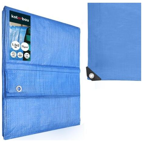 Bâche de Protection Extérieur - Polyéthylène - 1,5 x 2 m - Bleu - 75 g/m² - Bâche Anti UV - Bache Remorque - Bache Impermeable Exterieu-NANOTEH (1/5)