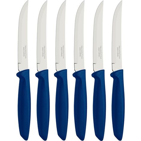 Coltelli bistecca lama liscia blu Tramontina Plenus cm 12 set 6 pz (1/3)