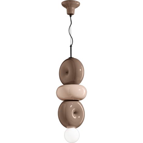 Sospensione Vintage Decò Bumbum 1+2 Elementi Ceramica Crema E Grigio 1 Luce E27 (1/2)