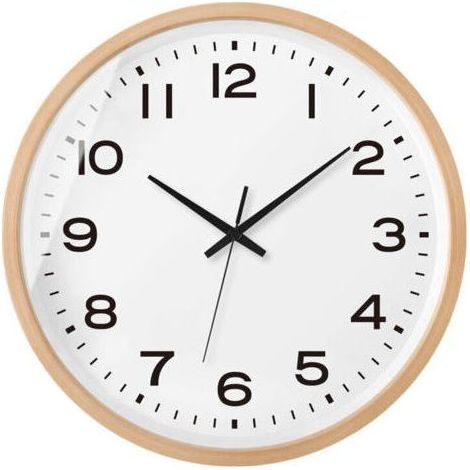 Horloge murale 8 pouces – Cadran blanc chiffres arabes sur bois clair – Silencieuse pour salon et chambre (1/5)
