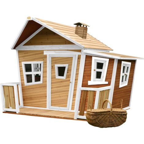 AXI – Cabane de jardin pour enfant en bois FSC marron et blanc – Maisonnette avec fenêtres et véranda – Extension pour plus d'espace