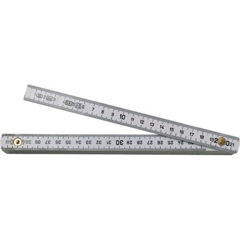 Règle pliante en aluminium class CE III 2 mètres 10 charnières largeur 14 mm échelle mm sur les 2 bords MIB DSA2M