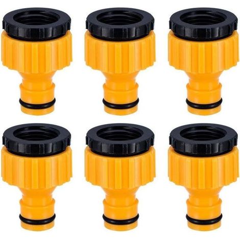 Plastique 3/4 '' and 1/2 '' BSP 2in1 Nez de Robinet d'arrosage à Visser débit Tap Connector Threaded Faucet Adapter 6 Pack