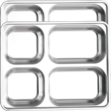de 2 assiettes compartimentées rectangulaires en acier (1/5)
