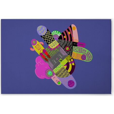 Leinwandbild Bunte Kreaturen M1-No.51286 - Kunstdruck auf Leinwand in Violett Bunt - Wandbild 45 x 30 cm