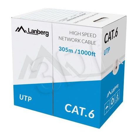 BOBINA CAT.6 LANBERG UTP RJ45 SOLIDO CCA AWG24 305M GRIS