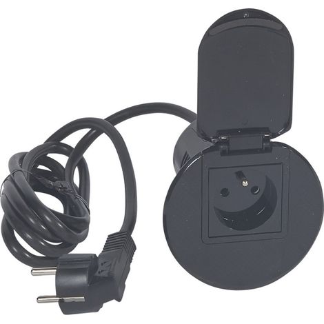 Module de bureau encastré avec 1 prise 2P+T noir (054051)
