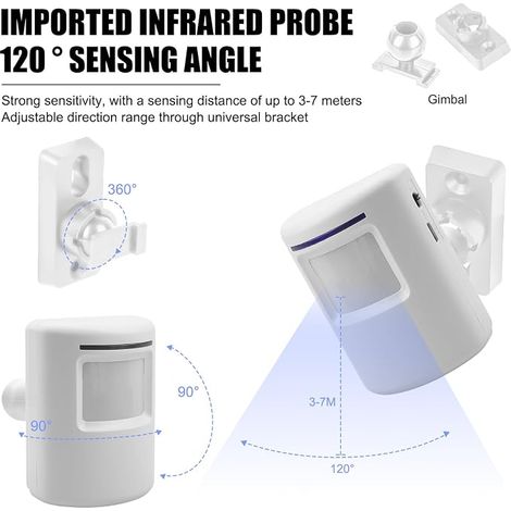 Wireless Entry Alarm Store Bell with Receivers and Motion Sensor (1/4)