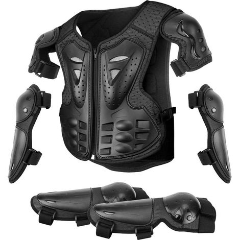 Équipement de motocross pour enfants - Protection de poitrine pour enfants - Gilet de protection de poitrine - Gilet de moto pour enfants - Combinaison de bras de moto - Équipement de motocross pour