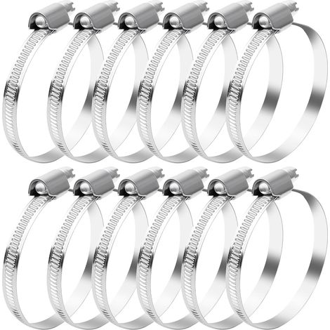 12 Pièces Collier de Serrage Inox（50-70mm）Tuyau Ajustable Acier Inoxydable Collier Serrage Métallique pour la Plomberie, l'Automobile et les Applications Mécaniques Collier Serrage Inox (1/5)