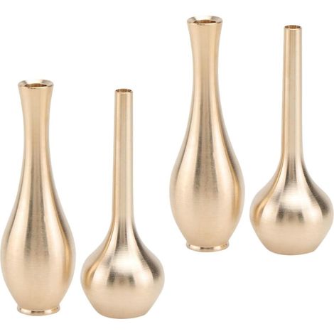 Lot de 4 Petits Vases Décoratifs en Cuivre Pur Mini Vases en Métal Couleur Cuivre Antique Ornements d'Intérieur pour Bureau Salon et Décoration de Table (1/5)