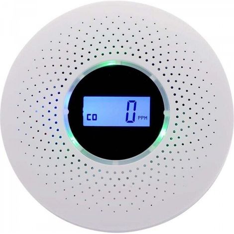 Détecteur de fumée, détecteur combiné de fumée et de monoxyde de carbone, alarme combinée avec avertissement sonore et affichage numérique, alimenté par batterie (1/5)