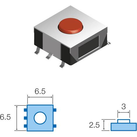 Pulsador Tacto SMD 6,5x6,5mm Boton 2,5mm