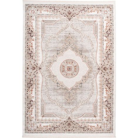 Tapis Vintage à Franges "Akropolis V" Gris & Rose 200 x 300 cm (1/4)